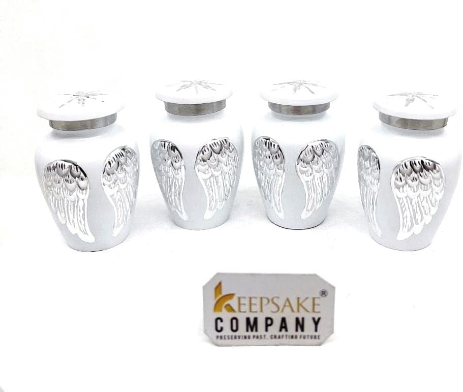 Keepsake Company Angel Wings Mini Urns for Human Ashes – Set of 4 Tiny Cremation Urns – Ash Holders for Memorial Keepsakes