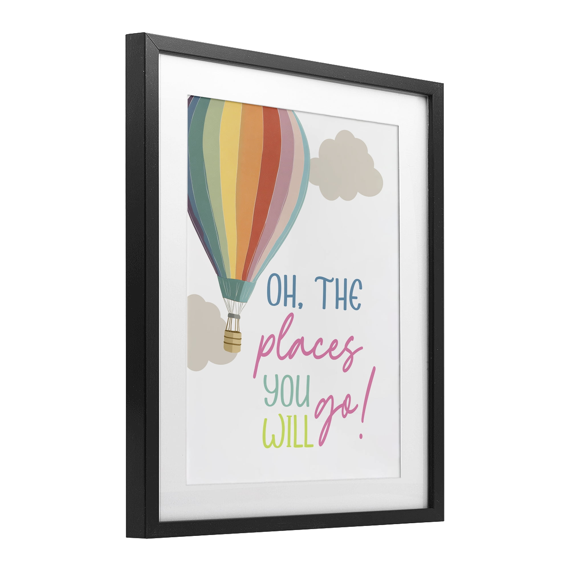 Stupell Industries The Places You Will Go Black Framed Print Under Glass, design by Christine Simpson Art