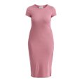 thumbnail image 4 of No Boundaries Slit Midi Dress with Short Sleeves, Women's XXS-XXL, 4 of 4