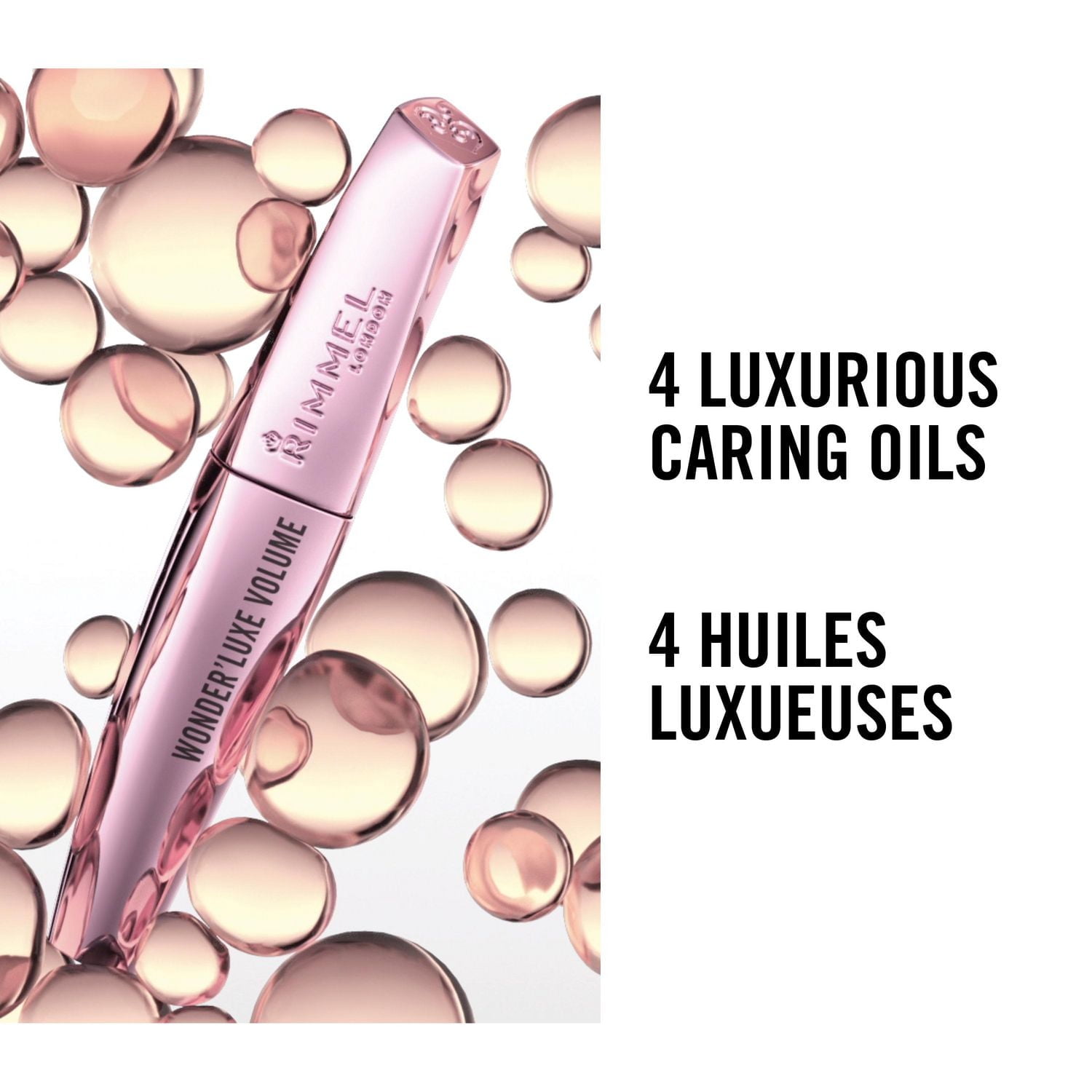 Rimmel Wonder'Luxe Volume Mascara, Defines & infused with 4 caring oils: Argan, maracuja, marula & camellia, long lasting, 100% Cruelty-Free, Infused with caring oils