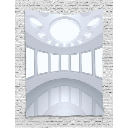 - Modern Decor Tapestry, 3D Visualization of Futuristic Interior Empty Picture Gallery Architecture, Wall Hanging for Bedroom Living Room Dorm Decor, 60W X 80L Inches, White Coconut, by Ambesonne