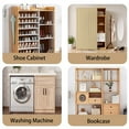 thumbnail image 3 of Cabinet Curtains Kitchen, Bookcase Dustproof Curtain,Dust-Proof Under Sink Curtains, Short Curtains For Wardrobes, No Drilling Required, Easy Install,Self Adhesive, 3 of 5