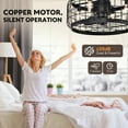 thumbnail image 3 of 20"Aukfa Ceiling Fan with Light, Cage Ceiling Fan for Bedroom, Kitchen, Living Room with Timing,Black, 3 of 7