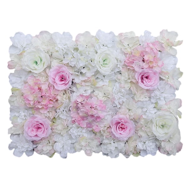 Flores artificiales de seda rosa falsas DIY decoración floral de pared fondos de fiesta de boda Rosa + blanco