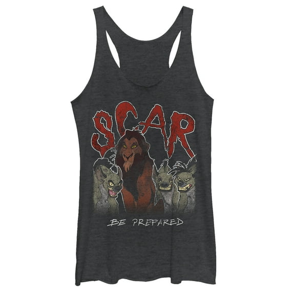 Women's Lion King Scar Be Prepared Squad Racerback Tank Top Black Heather X Large