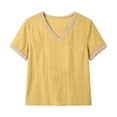 thumbnail image 7 of Diufon Cotton Linen Tops for Women Lace Trim V Neck Short Sleeve Shirts Summer Fashion Vacation Boho Blouses, 7 of 7
