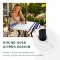 thumbnail image 5 of Round Outdoor Tablecloth with Umbrella Hole and Zipper, Navy Blue Striped Fitted Table Cover with Elastic Edge for 55-60 Inch, Farmhouse Simple Line Vertical Stripes Waterproof Patio Tablecoths, 5 of 9