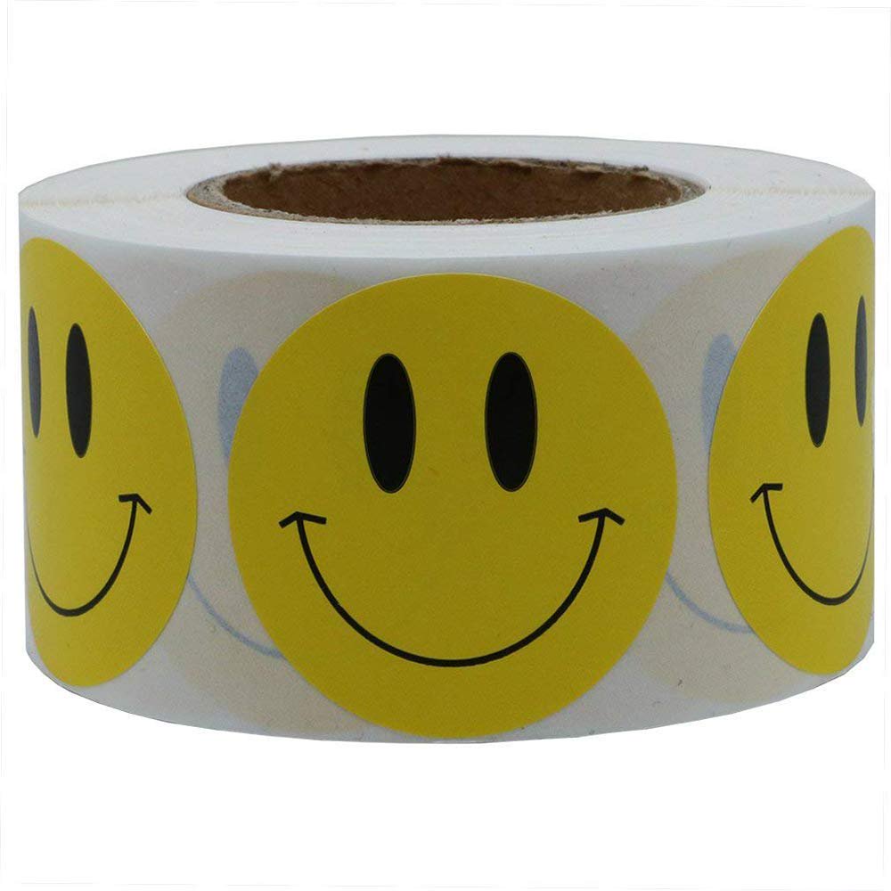 1 inch Smiley Face Stickers Roll Happy Face Stickers Circle Dots Paper