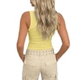 thumbnail image 2 of Womens Tank Top Women's Ribbed Crop Solid Sleeveless Slim Streetwear Tee Cami Tops for Women Yellow L, 2 of 8