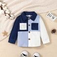 thumbnail image 2 of Toddler Baby Boys Clothes Baby Boys Shirt Toddler Boys Long Sleeve Lapel Shirt Blue 18-24 Months, 2 of 6
