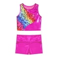 thumbnail image 3 of iEFiEL Kids Girls 2-Piece Activewear Modern Dance Sports Outfit Racer Back Vest Tops with Shorts Gym Suit Hot Pink 16, 3 of 7