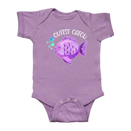 

Inktastic Cutest Catch Cute Purple Fish Gift Baby Boy or Baby Girl Bodysuit