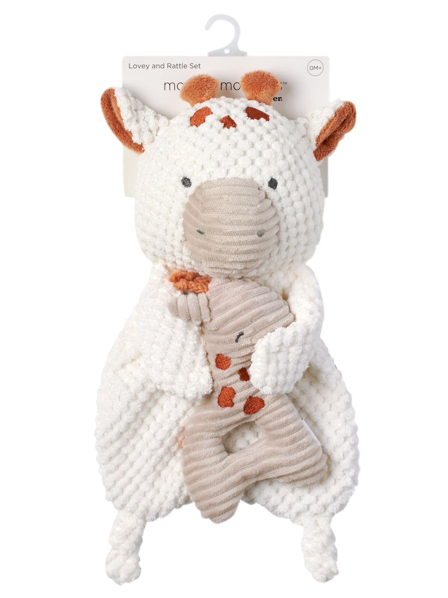 Modern Moments by Gerber Infant Unisex Plush Velboa Lovie & Rattle Toys, 2-Piece, Gray Giraffe
