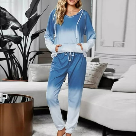 

Ovzne Women Winter Long Keep Warm Sleeve Casual LooseTie-Dye Loose Sleepwear Suit