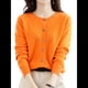 thumbnail image 1 of Suéter de Larga con Cuello Redondo de Color Liso para Mujer, Chaqueta de Punto Combinable para y Otoño Color Naranja L, 1 of 6
