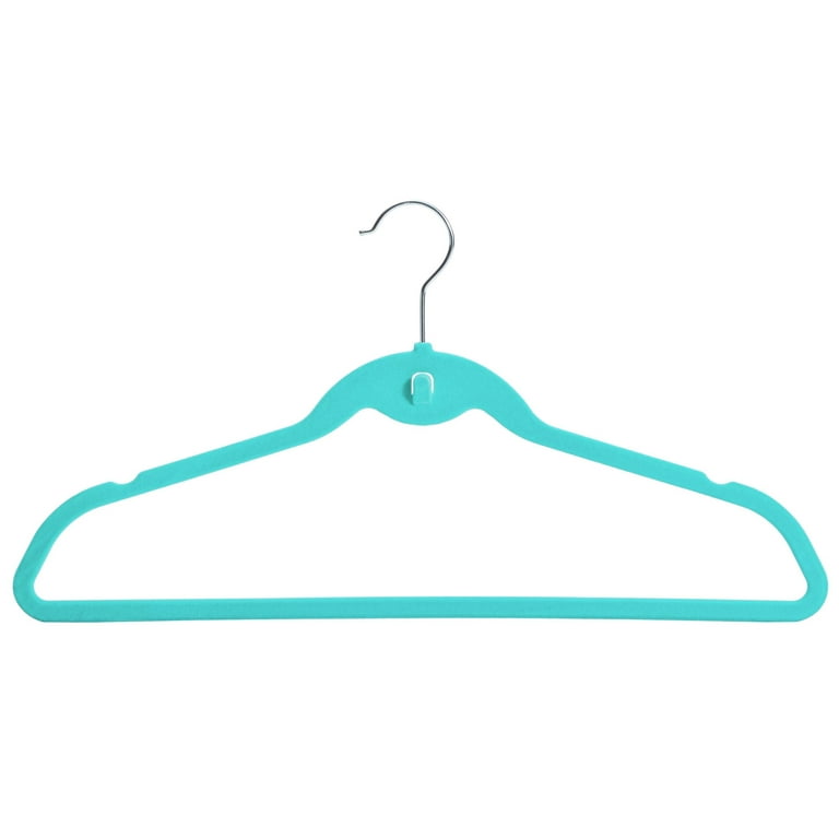 50 Pack Non Slip Velvet Clothes Hangers with Cascading Hooks Space Saving  for Kids, Teens, and Adult's Shirts, Coats, Pants, Suits, and Dresses  (Teal