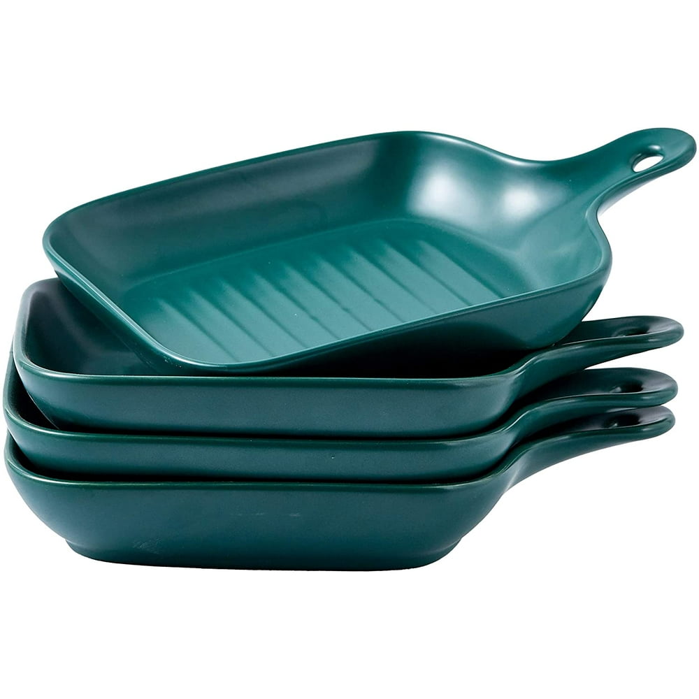 Bruntmor Set Of 4 Matte Glaze Ceramic Food Serving Plate With Skillet
