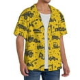 thumbnail image 2 of Pofeuu Vintage Excavator Print Mens Casual Short Sleeve Shirts Beach Summer Spread Collar Pocket Tops Men's Casual Short-sleeved Shirt-X-Large, 2 of 5