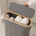 thumbnail image 2 of Sentmoon Tissue Box Cover Square Tissue Box Cover Uncomplicated Tissue Roll Storage Basket Toilet Paper Storage Basket Bamboos Sundries Storage Basket with Lid Foldable Tissue Box, 2 of 7