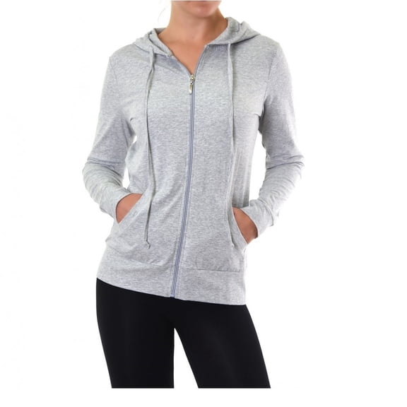 Women Thin Cotton Full Zip Up Hoodie Jacket