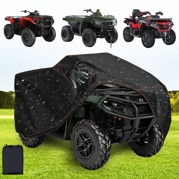 QYMOTO ATV Cover 4 Wheeler Cover Waterproof 420D,Large Quad Cover ATV Covers XXL 2 UP Durable Thick Outdoor Protection for Polaris Sportsma