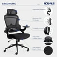 thumbnail image 6 of Nouhaus Ergo Fit Black High Back Ergonomic Mesh Office Chair with Adjustable Lumbar Support, Headrest & Flip-up Armrests for Home Office & Study Room, 6 of 6
