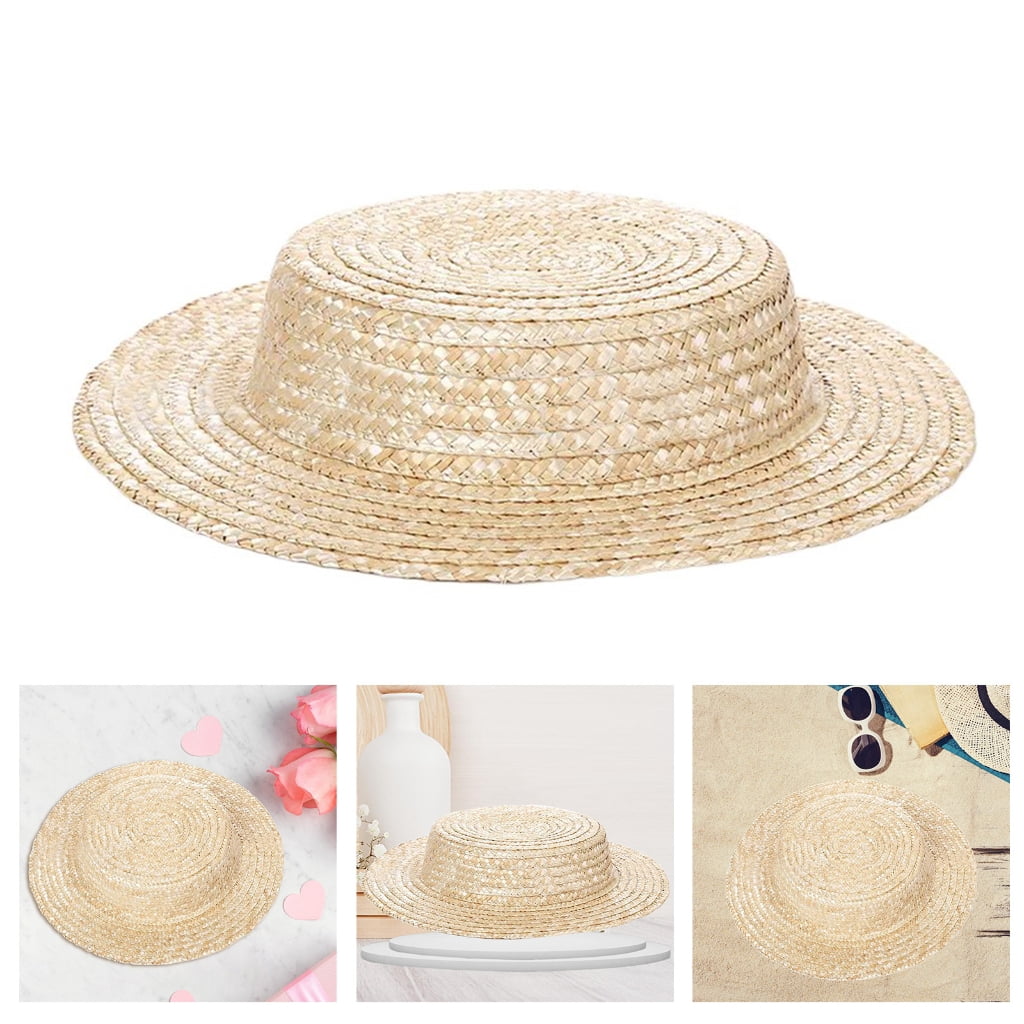 Victorian Straw Bonnet Hat Sun Protective Vacation Flat Top Hat Base Accessory