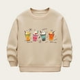 thumbnail image 4 of Byoo Toddler Girl's Trendy Crewneck Sweatshirt Long Sleeve Drink Cup Cartoon Graphic Pullover Outdoor Casual Top,Khaki, 4 of 6