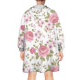 thumbnail image 2 of Wearable Oversized Blanket,Pioneer Flower Floral Print Pattern Wearable Blanket Hoodie for Adults,Cozy Hooded Blankets with Super Pockets,Super Warm Fuzzy Pullover for Women & Men, 2 of 6