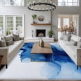 thumbnail image 3 of Marble Blue Washable Area Rug 5x7 111 Modern Abstract Gradient Cracked Golden Line Low-Profile Large Area Rugs with Non Slip Backing Indoor Floor Carpet for Entrance Living Room Bedroom Home Office, 3 of 9