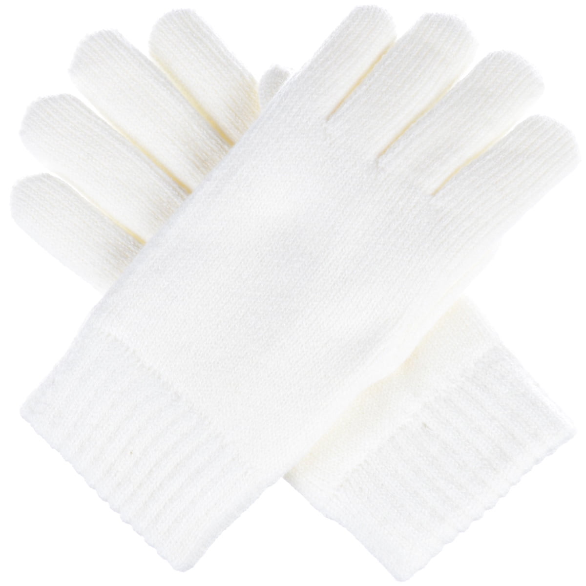 Women's Toasty Warm Plush Fleece Lined Knit Winter Gloves (White
