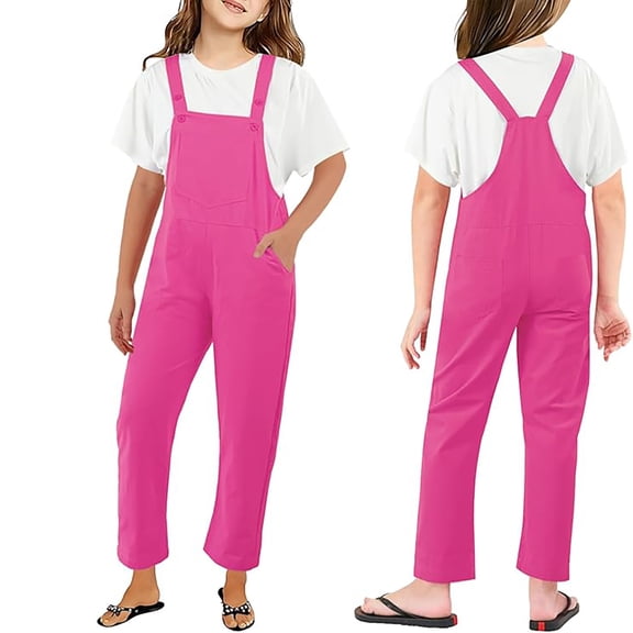 Toddler Girls Casual Jumpsuit Pink Rompers Adjustable Jumpsuits One Piece Outfits Girls Activewear 2T