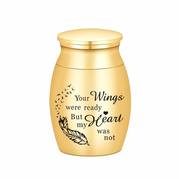 30*40mm Small Cremation Keepsake Urn for Human Pet Ashes Holder Miniature Memorial Urn - Your Wings Were Ready But My Heart Was Not