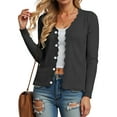 thumbnail image 6 of idosla Womens Cropped Cardigan Knit Shrugs for Dresses Tops V Neck Button Down Cardigans Sweaters (Black, XXL), 6 of 9