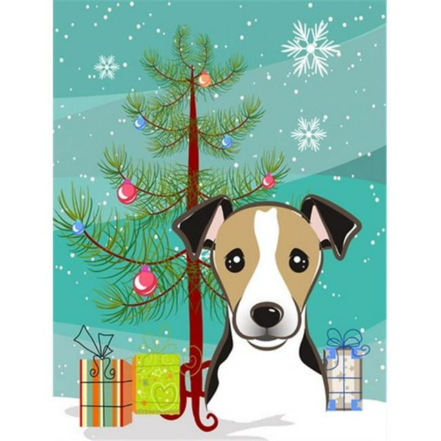 Arbre de Noël et Jack Russell Terrier Drapeau Jardin Taille
