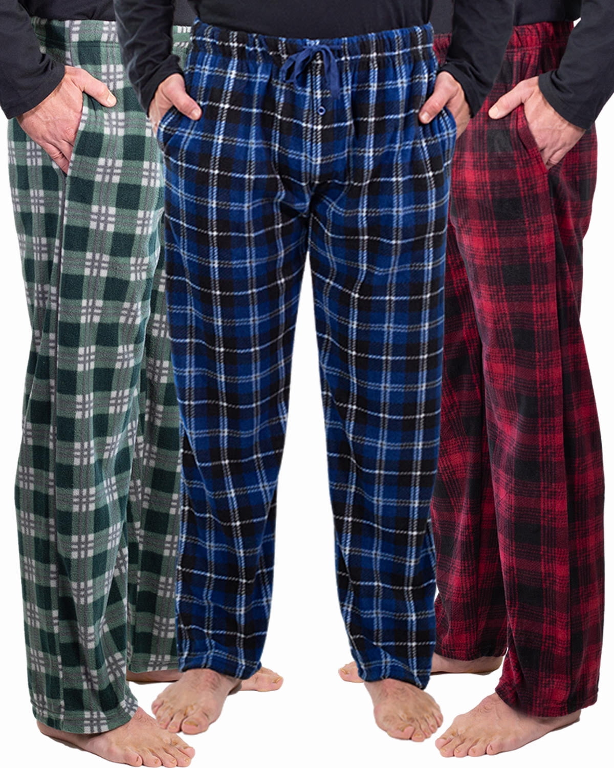 Mens Flannel Pyjama Bottoms Brushed Cotton Check Lounge Pants Nightwear M-5XL 