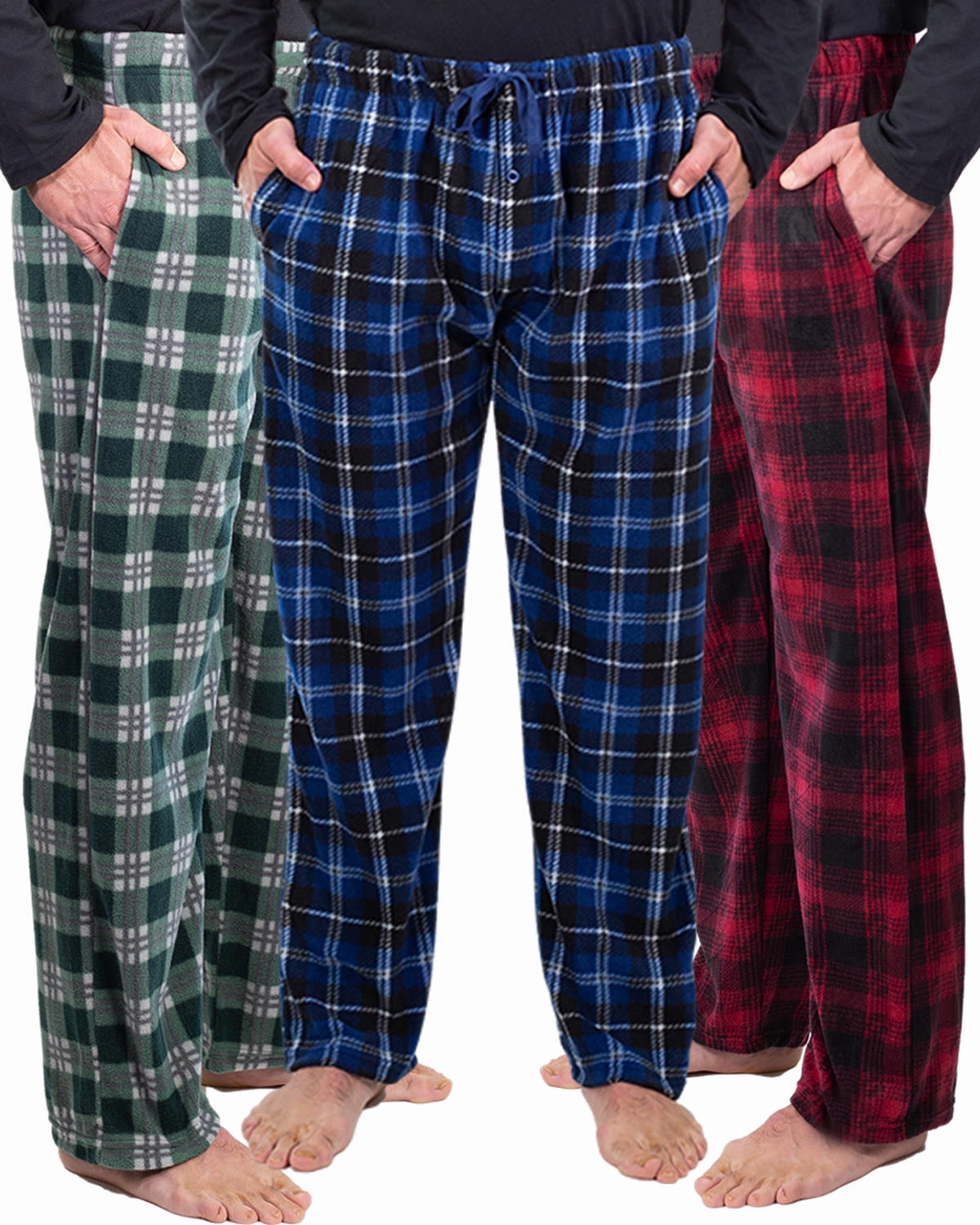 DG Hill Plaid Pajama Pants for Men Fleece Lounge Pants Men with Pockets ...