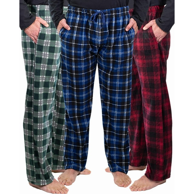 DG Hill Mens Sleep Pants, Fleece Pajama Bottoms with Pockets, 3 Pairs ...