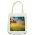 thumbnail image 1 of Poppy Tote Bag, Freshening Sky View with Grass and Poppies Against Sunset Horizon Countryside, Cloth Linen Reusable Bag for Shopping Books Beach and More, 16.5" X 14", Cream, by Ambesonne, 1 of 2