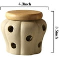 thumbnail image 3 of Mornenjoy Garlic Keeper,Ceramic Garlic Jar Storage Garlic Collection Vented Hollow Pumpkin Shape Stoneware Garlic Container with Lid (Earthy Ceramic-S), 3 of 6