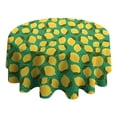 thumbnail image 4 of Yellow Lemon Fruit Dots Green Pattern Round Tablecloth 60"x60",Wrinkle Wipeable Table Cloth for Kitchen Dining Room Picnic Patio Party, 4 of 6