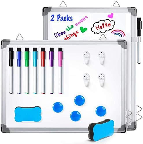 Home Office Aluminum Frame Dry Erase White Board for Fridge Ohuhu 2 Packs Double Side Magnetic Hanging Whiteboards/ Dry Erase Board with 8 Whiteboard Markers Wall 11 x 14 White Boards Glasses 