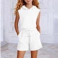 thumbnail image 4 of NAISIBABY Girls Outfit Sets, Hooded Tank Tops and Drawstring Shorts 2-Piece Summer Casual Sports Clothes White Size 12, 4 of 5