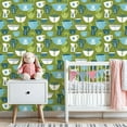thumbnail image 3 of Retro Peel and Stick Wallpaper 23.6in x 9.8ft Vintage Floral Cup Blue Green Tones Contact Paper Vinyl Waterproof Self Adhesive Wall Paper for Bedroom Shelf Cabinet Renter Friendly, 3 of 8