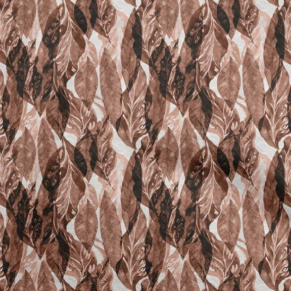 oneOone Cotton Cambric Brown Fabric Watercolor Leaf Fabric For Sewing Printed Craft Fabric By The Yard 42 Inch Wide