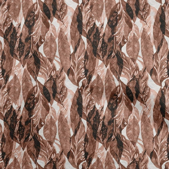 oneOone Cotton Cambric Brown Fabric Watercolor Leaf Sewing Craft Projects Fabric Prints By Yard 56 Inch Wide