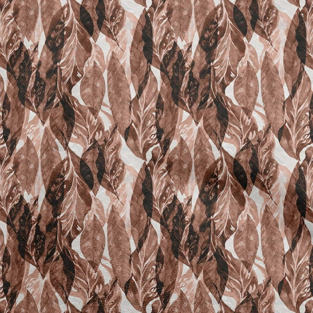 oneOone Polyester Spandex Brown Fabric Watercolor Leaf Craft Projects Decor Fabric Printed By The Yard 56 Inch Wide