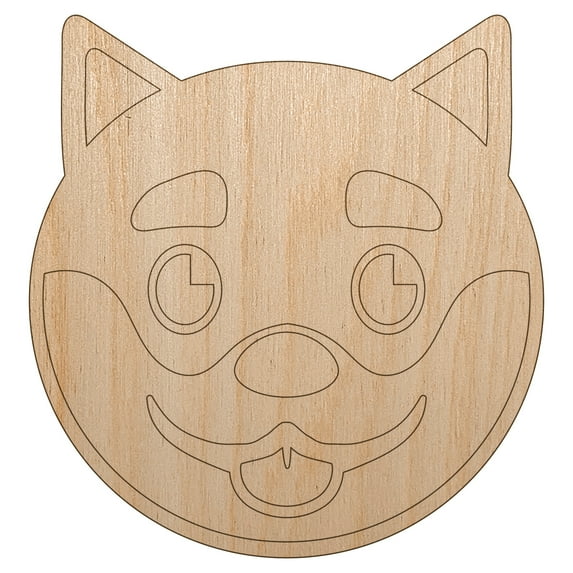 Husky Dog Face Happy Wood Shape Unfinished Piece Cutout Craft DIY Projects - 4.70 Inch Size - 1/8 Inch Thick