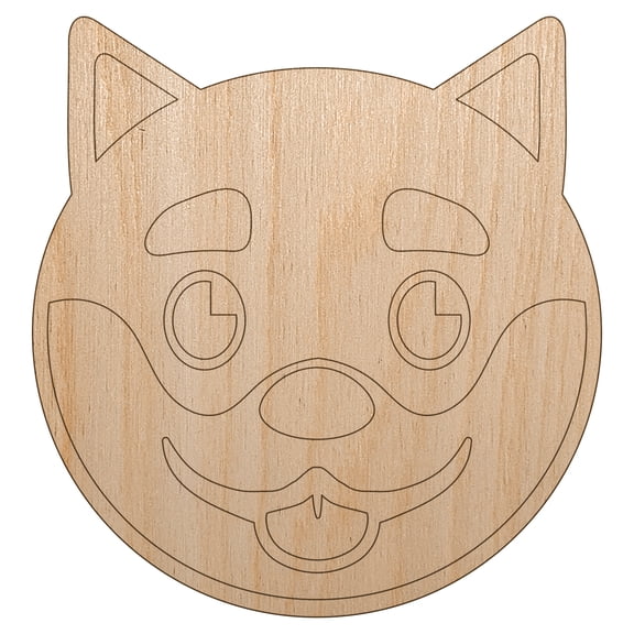 Husky Dog Face Happy Wood Shape Unfinished Piece Cutout Craft DIY Projects - 4.70 Inch Size - 1/4 Inch Thick