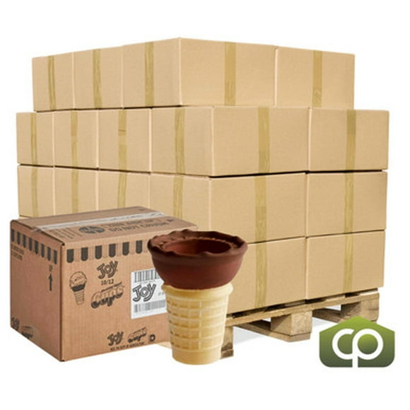 JOY Cornets de Crème Glacée Gaufrés Réguliers avec Veste – Base Croustillante Professionnelle à Haute Résistance, 216/caisse (42 Caisses par Palette – 9 072 Cornets au Total)